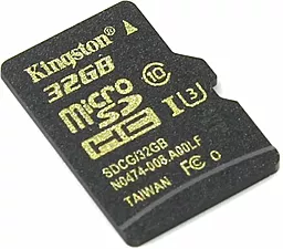 Карта пам'яті Kingston microSDHC 32GB Class 10 UHS-I U3 (SDCG/32GBSP)
