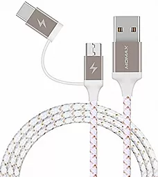 USB Кабель Momax Zero 2-in-1 USB Type-C/micro USB Cable Gold (DTC11L) - мініатюра 2