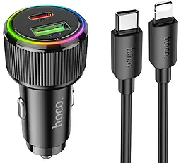Автомобільний зарядний пристрій Hoco NZ14A Guerrero 20w PD/QC USB-C/USB-A ports car charger + USB-C to Lightning cable black - фото Автомобільний зарядний пристрій Hoco NZ14A Guerrero 20w PD/QC USB-C/USB-A ports car charger + USB-C to Lightning cable black