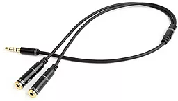 Разветвитель для микрофона и наушников Cablexpert 4-pin 3.5mm - 2x3.5mm M/F 0.2m Black (CCA-417M)