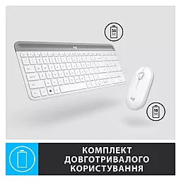 Комплект (клавіатура+мишка) Logitech MK470 Wireless Slim UA Off-White (920-009205) - мініатюра 5
