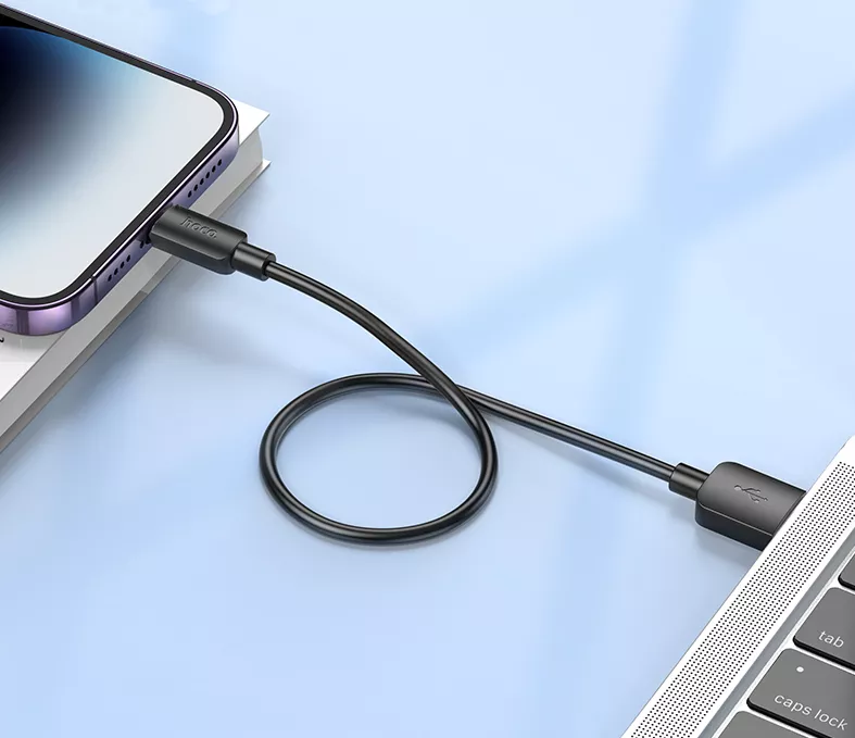 Кабель Hoco X96 Hyper USB-A - Lightning 12w 2.4a 0.25м cable Black - фото 4