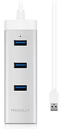 USB Type-C + USB-A хаб Macally 3xUSB 3.0 And Ethernet (RJ-45) White (U3HUBGBA) - миниатюра 2