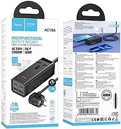 Сетевое зарядное устройство Hoco AC10A 65w 1 socket 1.5m 2xUSB-C/2xUSB-C ports black - миниатюра 3