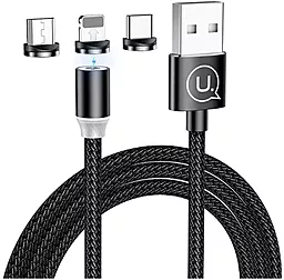 USB Кабель Usams U-Sure Magnetic  3-in-1 USB to Type-C/Lightning/micro USB cable black