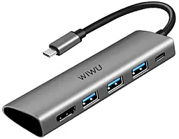 Мультипортовий Type-C хаб WIWU Alpha A440 Pro 6-in-1 gray - фото Мультипортовий Type-C хаб WIWU Alpha A440 Pro 6-in-1 gray