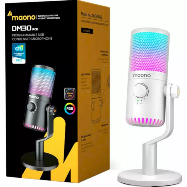 Микрофон Maono DM30 RGB White - фото 5