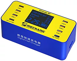 Сетевое зарядное устройство MECHANIC iCharge 8P 7xUSB-A+USB-C 60W PD/QC3.0 Blue/Yellow - миниатюра 2