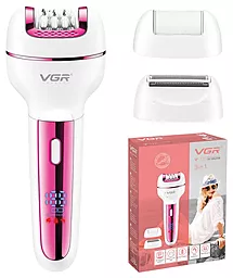 Эпилятор VGR 3 в 1 V-732 Pink 3 насадки LED Display - фото Эпилятор VGR 3 в 1 V-732 Pink 3 насадки LED Display