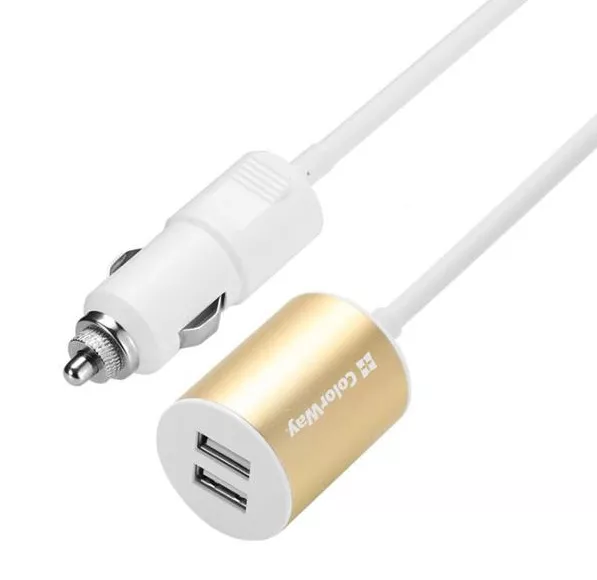 Автомобильное зарядное устройство ColorWay 2.1a 2xUSB-A car charger white (CW-CHA004-WT) - фото 1