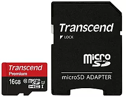 Карта памяти Transcend microSDHC 16GB Premium 400X Class 10 UHS-I U1 + SD-адаптер (TS16GUSDU1)