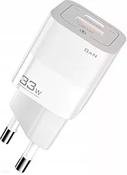 Сетевое зарядное устройство Essager 33w GaN PD USB-C/USB-A ports home charger white (ECTCA-FZB02)