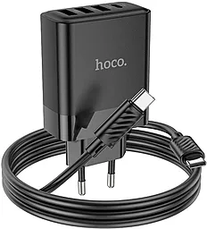 Мережевий зарядний пристрій Hoco C127A 45w PD/QC 3xUSB-A/USB-C ports + USB-C/USB-C cable black