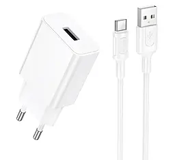 Сетевое зарядное устройство Borofone BA110A Lemi 1.5a USB-A ports charger + USB-A - Type-C cable White - фото Сетевое зарядное устройство Borofone BA110A Lemi 1.5a USB-A ports charger + USB-A - Type-C cable White