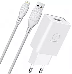 Мережевий зарядний пристрій WUW T28 2.1a home charger + Lightning cable white - фото Мережевий зарядний пристрій WUW T28 2.1a home charger + Lightning cable white