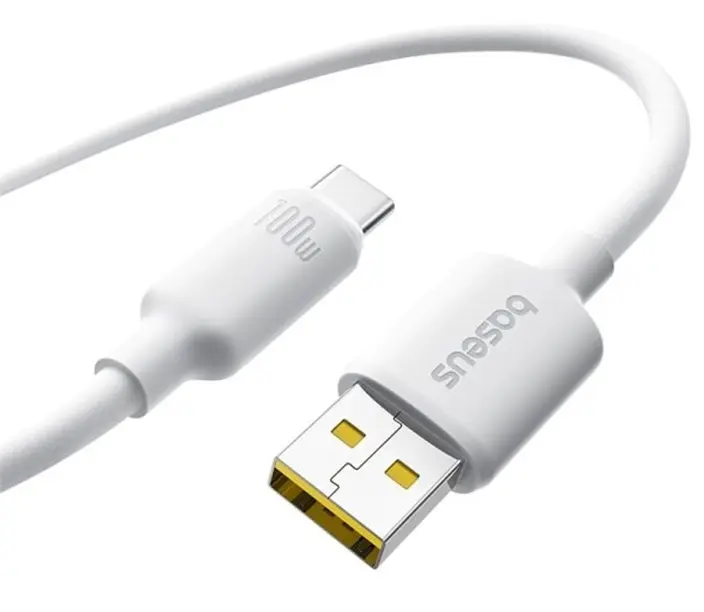 Кабель Baseus Foamed Silicone USB-A - Type-C 100w 5a 1м cable White (E0426801) - фото 2