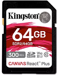 Карта памяти Kingston 64 GB SDXC Class 10 UHS-II U3 Canvas React Plus SDR2/64GB