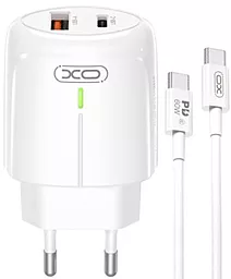 Сетевое зарядное устройство XO L114 20w PD USB-C/USB-A ports charger + USB-C cable white
