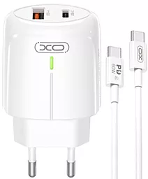 Сетевое зарядное устройство XO L114 20w PD USB-C/USB-A ports charger + USB-C cable white - фото Сетевое зарядное устройство XO L114 20w PD USB-C/USB-A ports charger + USB-C cable white