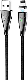 Кабель USB Hoco U75 Lightning Cable LED magnetic Blaze 1.2M 3A Black