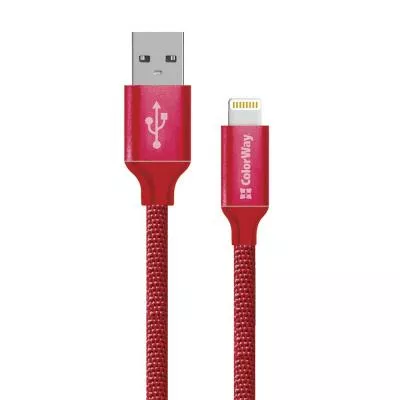 Кабель ColorWay USB-A - Lightning 12w 2.4a 2м cable Red (CW-CBUL007-RD) - фото 1
