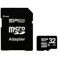 Карта памяти Silicon Power microSDHC 32GB Class 4 + SD-адаптер (SP032GBSTH004V10-SP)