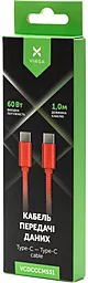 Кабель Vinga Nylon USB Type-C - Type-C 60w 3a 1м PD cable Red (VCDCCCM531) - мініатюра 2 Кабель Vinga Nylon USB Type-C - Type-C 60w 3a 1м PD cable Red (VCDCCCM531) - мініатюра 2