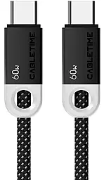 Кабель Cabletime USB Type-C - Type-C 60w 3a 1м PD cable Black (CUP4H) - миниатюра 2 Кабель Cabletime USB Type-C - Type-C 60w 3a 1м PD cable Black (CUP4H) - миниатюра 2