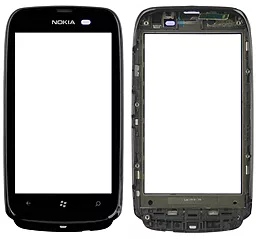 Сенсор (тачскрин) Nokia Lumia 610 with frame Black - фото Сенсор (тачскрин) Nokia Lumia 610 with frame Black