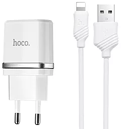 Сетевое зарядное устройство Hoco C12 2.4a 2xUSB-A ports charger + Lightning cable white