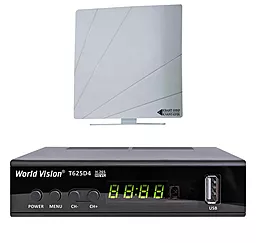 Комплект цифрового ТВ World Vision T625D4 + Антенна Kvant-Efir ARU-01 (white)