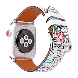 Змінний ремінець для розумного годинника Leather Series Flower Pattern — Apple Watch 42 mm | 44 mm | 45 mm | 49 mm Flamingos