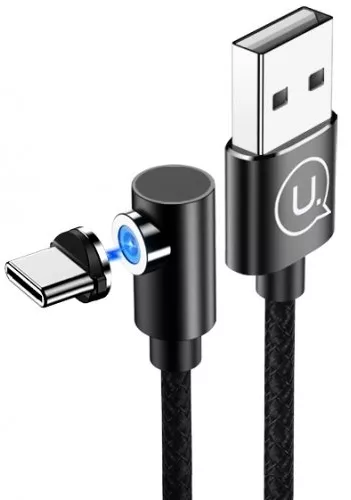 Кабель Usams U54 Right-Angle Magnetic USB-A - Type-C 10w 1м cable Black - фото 1