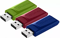 Флешка Verbatim Slider 3x16GB USB 2.0 (49326) Red/Green/blue - фото Флешка Verbatim Slider 3x16GB USB 2.0 (49326) Red/Green/blue