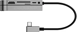 Мультипортовий Type-C хаб Baseus Bend Angle No.7 Multifunctional USB 3.0, SD, microSD, AUX, HDMI 4K, USB-C Grey (CAHUB-WJ0G) - мініатюра 4