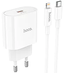Сетевое зарядное устройство Hoco C94A Metro 20w PD USB-C fast charger + USB-C to Lightning cable white