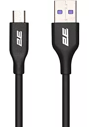USB Кабель 2E Glow 12w 2.4a micro USB Cable black (2E-CCAM-BL)