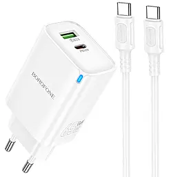 Мережевий зарядний пристрій Borofone BA87A 65w GaN PD USB-C/USB-A ports charger + USB-C to USB-C cable white - фото Мережевий зарядний пристрій Borofone BA87A 65w GaN PD USB-C/USB-A ports charger + USB-C to USB-C cable white