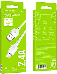 Кабель Borofone BX93 USB-A - Lightning 12w 2.4a 1м cable White - миниатюра 5 Кабель Borofone BX93 USB-A - Lightning 12w 2.4a 1м cable White - миниатюра 5