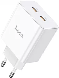 Мережевий зарядний пристрій Hoco C108A 35w PD 2xUSB-C ports charger white