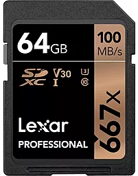 Карта памяти Lexar SDXC 64GB 667x Professional Class 10 UHS-I U3 V30 (LSD0667064G-BNNNG)