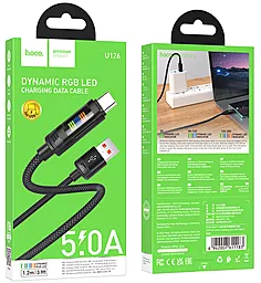Кабель USB Hoco U126 Dynamic RGB LED 25w 5a 1.2m USB Type-C cable black - миниатюра 5