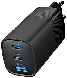 Сетевое зарядное устройство Gembird 67w PD 2xUSB-C/USB-A ports charger black (TA-UC-PDQC65-01-BK) - фото Сетевое зарядное устройство Gembird 67w PD 2xUSB-C/USB-A ports charger black (TA-UC-PDQC65-01-BK)