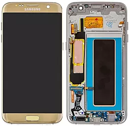 Дисплей Samsung Galaxy S7 Edge G935 з тачскріном і рамкою, оригінал, Gold