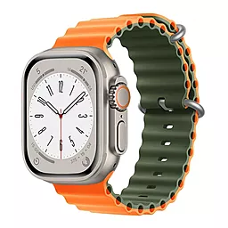 Змінний ремінець для розумного годинника Apple Ocean Band Design 42/44/45/49 mm Olive Green & Orange