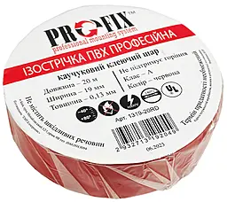 Изолента ProFix 0.13мм х 19мм х 20м красная - фото Изолента ProFix 0.13мм х 19мм х 20м красная
