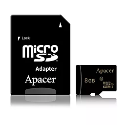 Карта пам'яті Apacer microSDHC 8GB Class 10 UHS-I U1 + SD-адаптер (AP8GMCSH10U1-R) - фото Карта пам'яті Apacer microSDHC 8GB Class 10 UHS-I U1 + SD-адаптер (AP8GMCSH10U1-R)