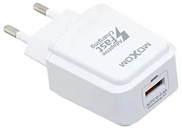 Сетевое зарядное устройство Moxom KH-31Y 18w QC3.0 USB-A home charger + micro USB cable white - фото Сетевое зарядное устройство Moxom KH-31Y 18w QC3.0 USB-A home charger + micro USB cable white