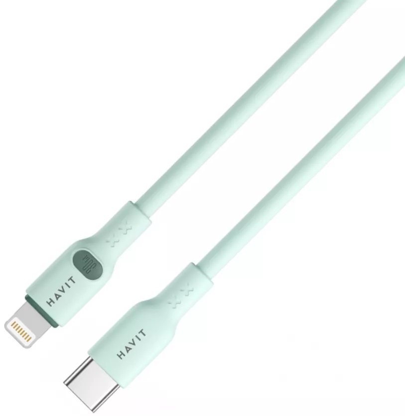 Кабель Havit HV-CB6281 USB Type-C - Lightning 30w 3a 1м PD сable Green - фото 2