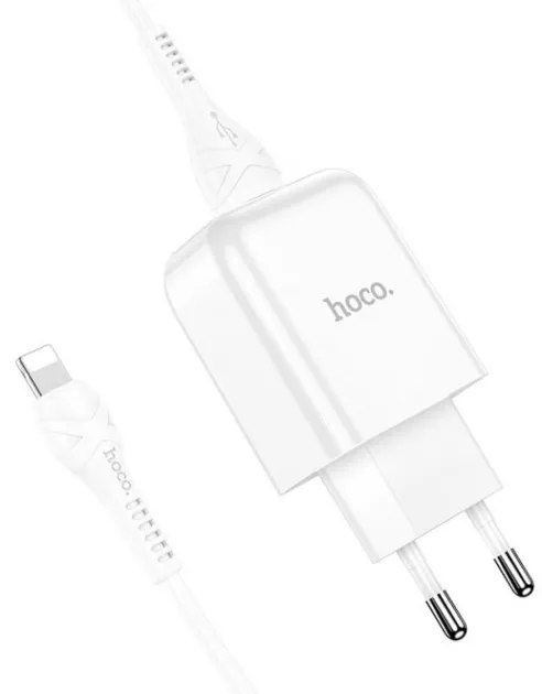 Сетевое зарядное устройство Hoco N2 2.1a home charger + Lightning cable white - фото 2